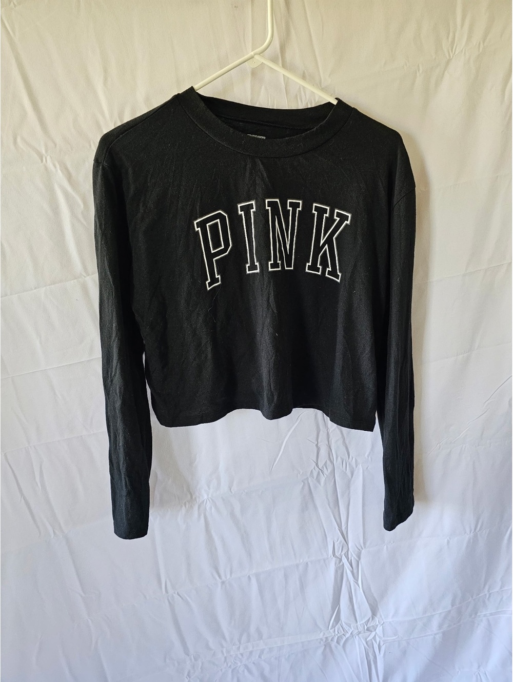 Victoria's Secret PINK Black Long Sleeve Crop Top Size S